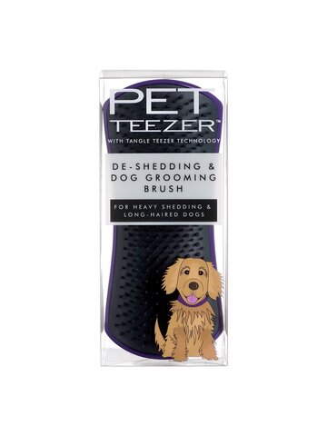 TT105 PT PET TEEZER DE-SHEDDING & DOG GROOMING BRUSH PURPLE & GREY-1